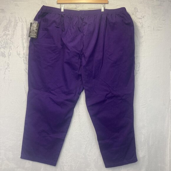 NWT Lot of 2 Woman Within Pull On Pants Womens 36W Black Purple Elastic Waist - Picture 9 of 16